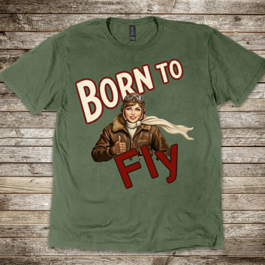 Born to Fly Female Aviator T-shirt