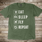 Eat Sleep Fly Repeat T-shirt