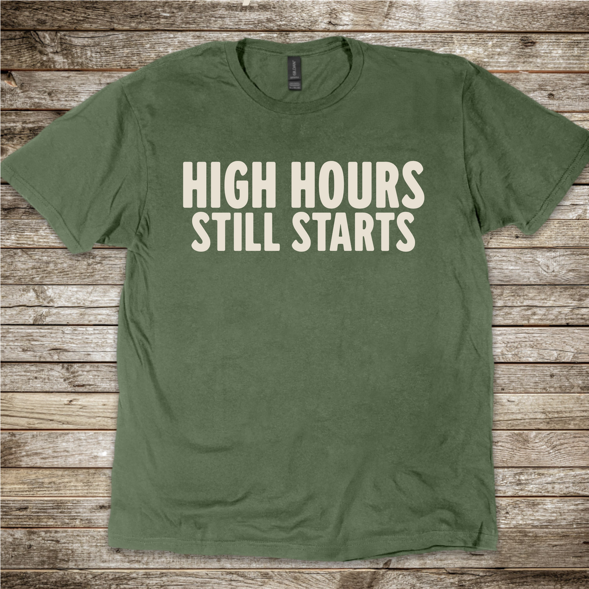 Pilot gift shirt with High Hours Still Starts slogan