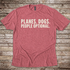 Planes Dogs People Optional aviation T-shirt by Aero Rascals