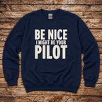 Be Nice I Might Be Your Pilot unisex aviation sweatshirt