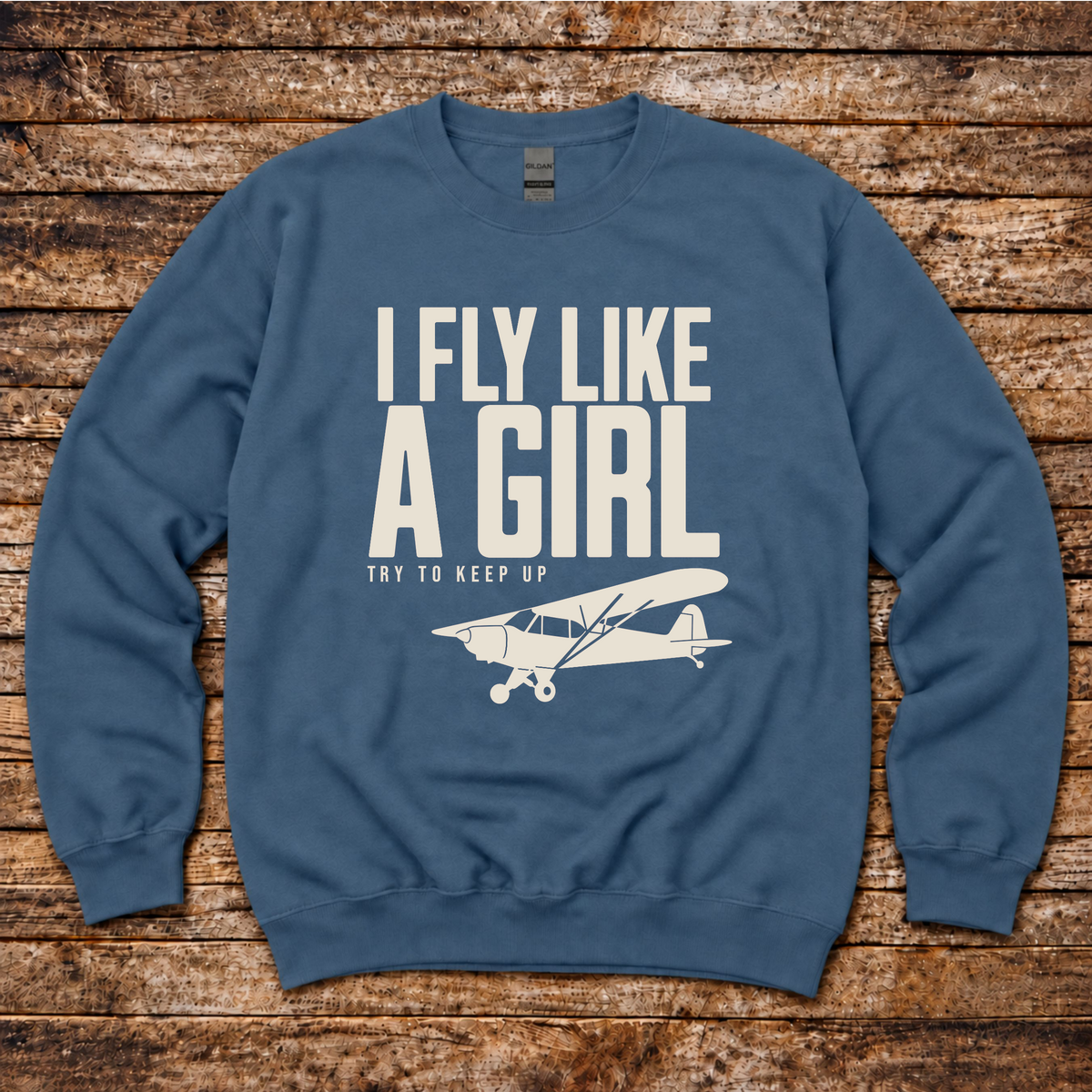I Fly Like a Girl gift sweatshirt for student pilots