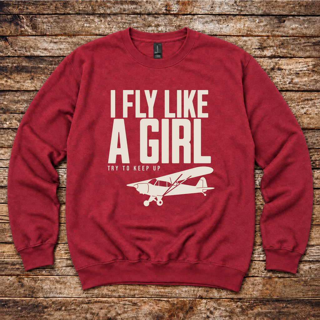 I Fly Like a Girl aviation sweatshirt by Aero Rascals