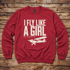 I Fly Like a Girl aviation sweatshirt by Aero Rascals