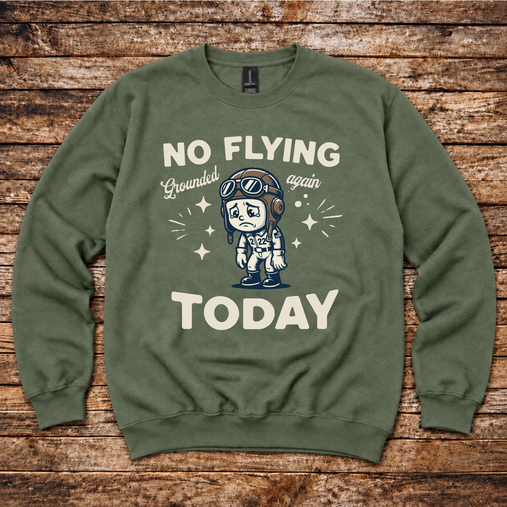 No Flying Today aviation sweatshirt by Aero Rascals